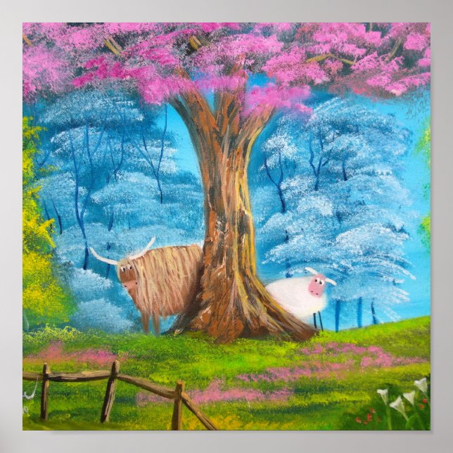 POSTER PEINTURE FOLLETTE DE SHEEP SHEEP DE LA VACHE HIGHL (Devant)