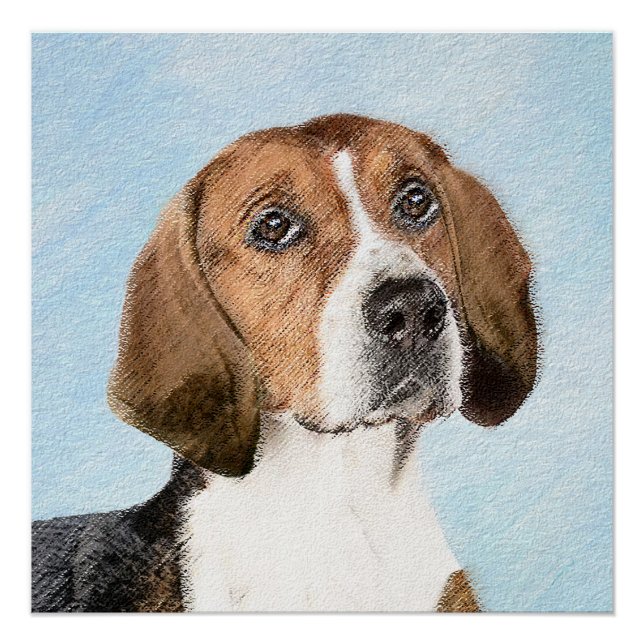 Poster Peinture Foxhound en anglais - Joli art original c (Devant)