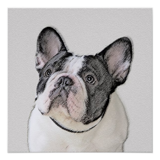 Poster Peinture française de Bulldog (Pied de broche) - A (Devant)