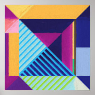 Poster Peinture géométrique d'Impasto du motif 4