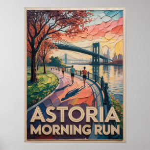 Poster Peinture Impasto de la Course Matinale d'Astoria