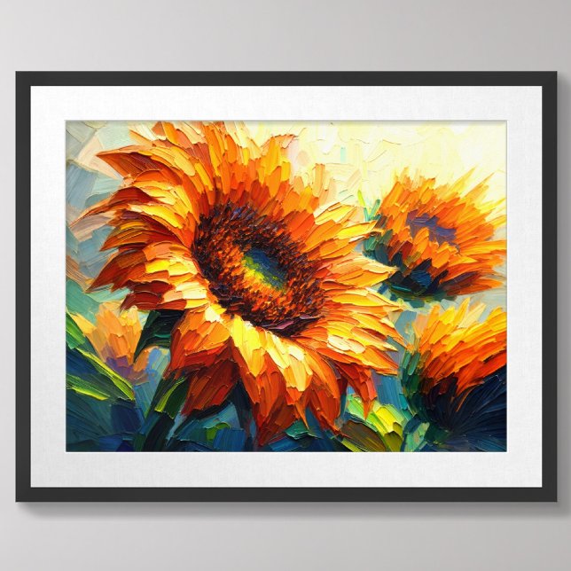 Poster Peinture Impasto des tournesols (Créateur téléchargé)