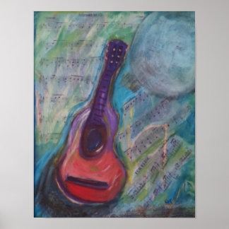 Poster Peinture impressionniste de guitare