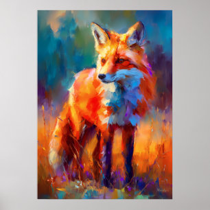 Poster Peinture Impressionniste Renard Rouge Faune