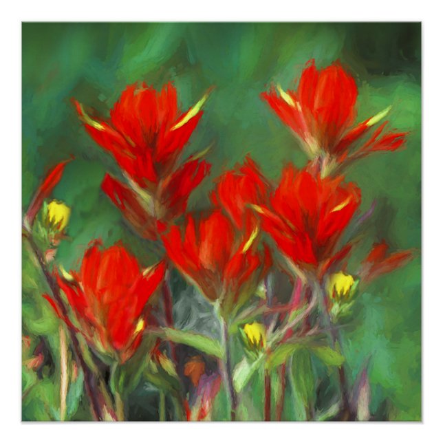 Poster Peinture indienne de pinceau - Art Fleur original (Devant)