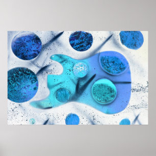 Poster peinture invertie de planètes de vert bleu de
