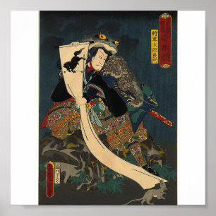 Poster Peinture japonaise ancienne, Samouraï avec crapaud