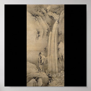 Poster Peinture japonaise de la cascade, C. 1500's