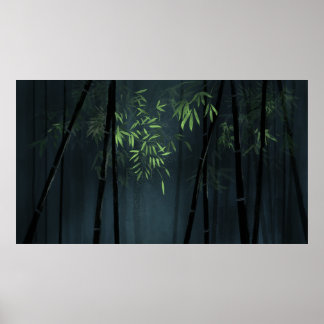 Poster Peinture japonaise sur la forêt de bambou