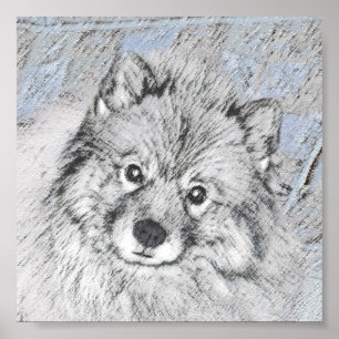 Poster Peinture Keeshond Beth - Joli art original chien