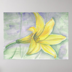 Poster Peinture Lily jaune en acrylique