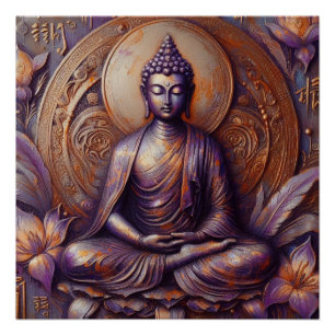 POSTER PEINTURE MÉTALLIQUE BOUDDHA ART #19