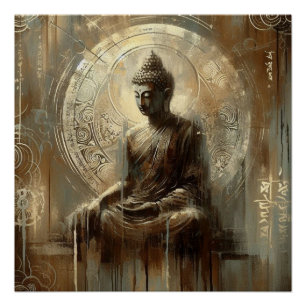 POSTER PEINTURE MÉTALLIQUE BOUDDHA ART #20