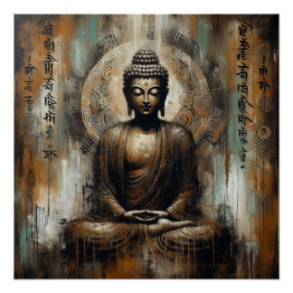 POSTER PEINTURE MÉTALLIQUE BOUDDHA ART #6