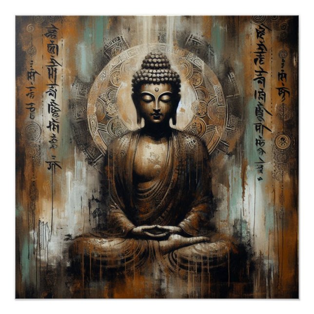 POSTER PEINTURE MÉTALLIQUE BOUDDHA ART #6 (Devant)