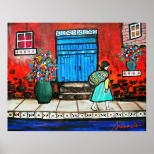 POSTER PEINTURE MEXICAINE DE PORTE D'ART POPULAIRE
