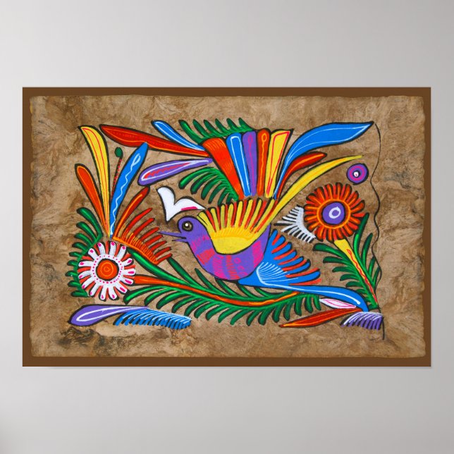 Poster Peinture mexicaine d'écorce d'amat (Devant)