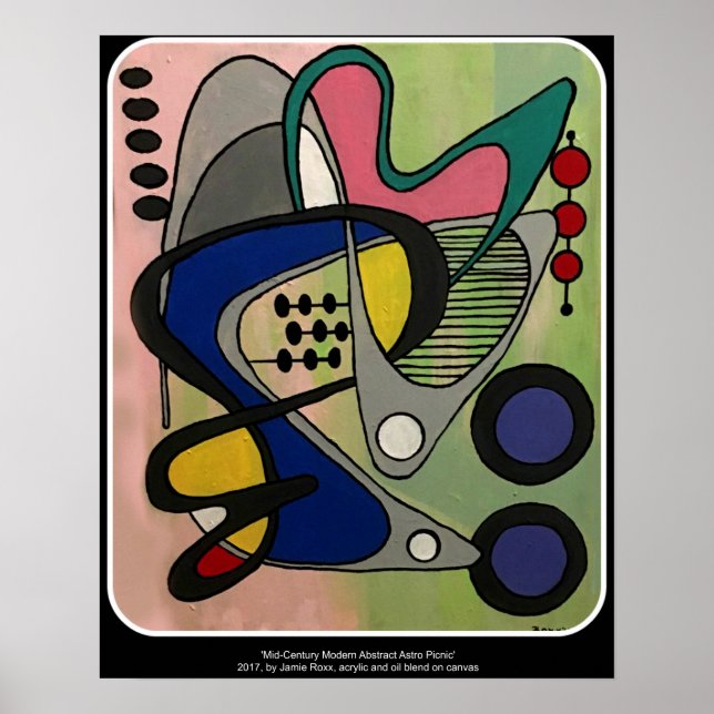 Poster Peinture 'Mid Century Mod Abstrait, Astro Picnic' (Devant)