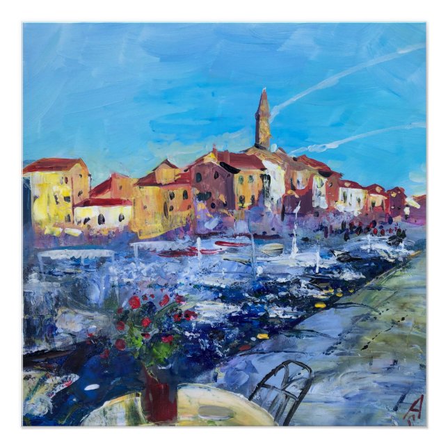 Poster Peinture moderne été Rovinj en Croatie (Devant)