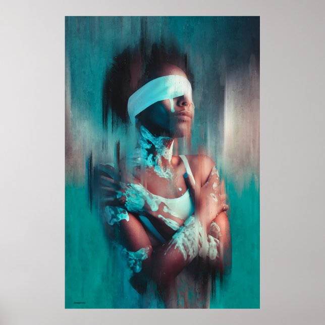Poster Peinture moderne portrait femme africaine peinte s (Devant)