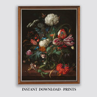 Peinture Moody Floral Oil, Antique Dark Still Life