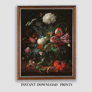 Poster Peinture Moody Floral Oil, Antique Dark Still Life