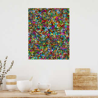 Poster Peinture mosaïque colorée abstraite vibrante