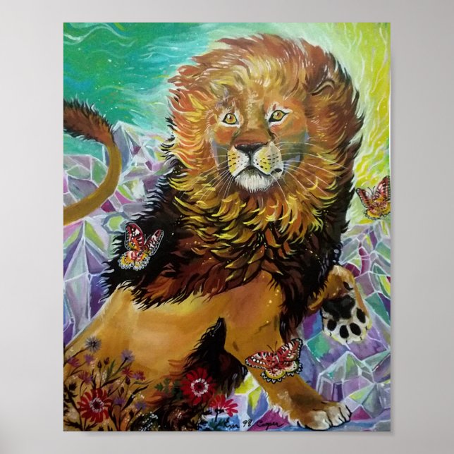 Poster Peinture mystique en Lion de Cristal "Nouveaux Mon (Devant)