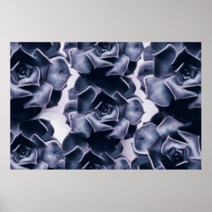 POSTER PEINTURE NOIRE ET BLANCHE À FLEURS ABSTRAITES