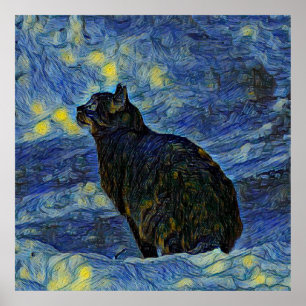 Poster Peinture numérique Chat Shambhala à Vincent Van Go