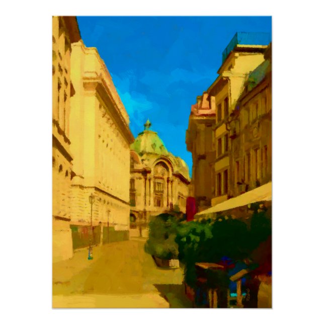 Poster Peinture numérique de Bucarest (Devant)