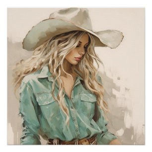 Poster Peinture occidentale : Cowgirl Wall Art