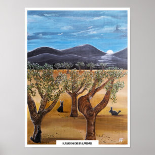 Poster Peinture Olivar de Noche par Alfred Fox