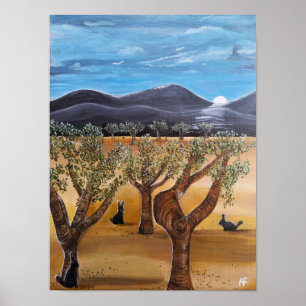 Poster Peinture Olivar de Noche par Alfred Fox