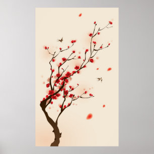 Poster Peinture orientale de style, fleur au printemps 2