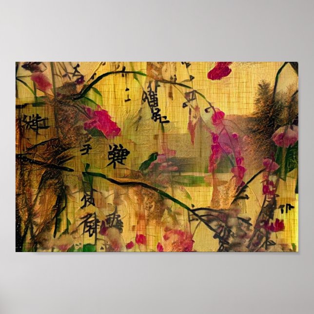 Poster Peinture orientale. style japonais (Devant)