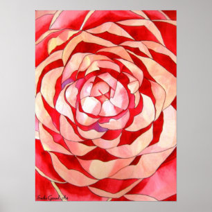 Poster Peinture originale d'art d'abrégé sur rose camé