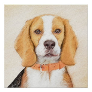 Poster Peinture originale de chien de chasse Beagle Art a