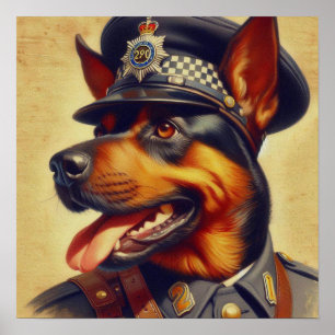 Poster Peinture par Rottweiler rétro