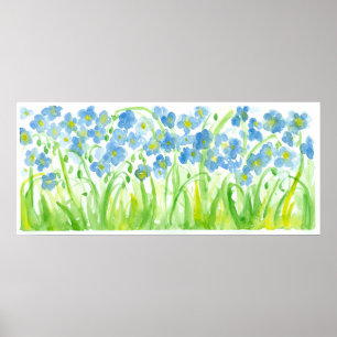 Poster Peinture Pastel Blue Aquarelle