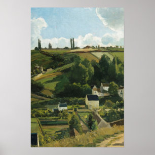 Poster Peinture paysagère du village vintage