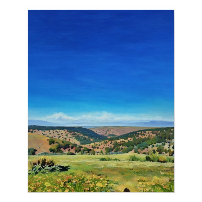 Poster Peinture paysagère dynamique des collines roulante (Devant)