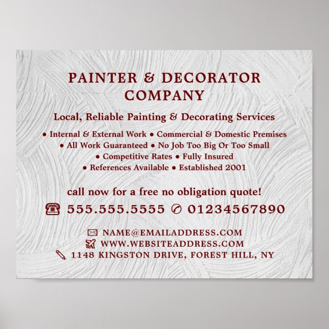 Poster Peinture, peintre et décorateur blanc (Devant)