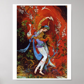 Poster Peinture Perse Persienne Verser du vin de la caraf