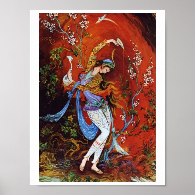 Poster Peinture Perse Persienne Verser du vin de la caraf (Devant)