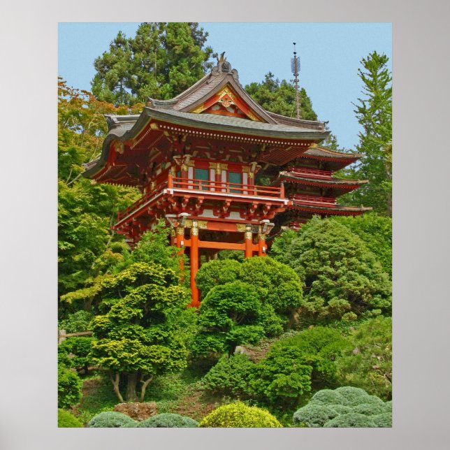 Poster Peinture photo de la pagode japonaise (Devant)