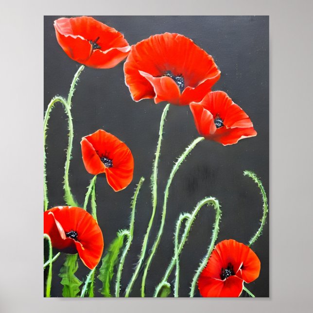 Poster Peinture Red Poppies Art (Devant)