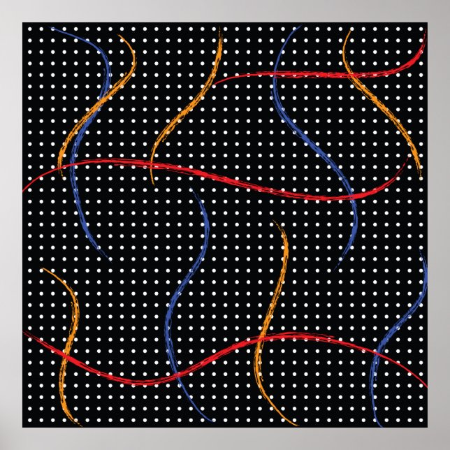 Poster Peinture Rétro éclaboussée et points (Devant)