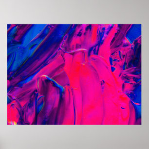 Poster Peinture rose, violet et bleue Art Abstrait Abstra