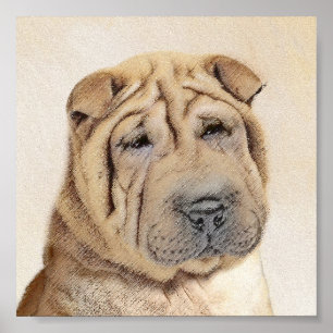 Poster Peinture Shar Pei - Cute Original Chien Art